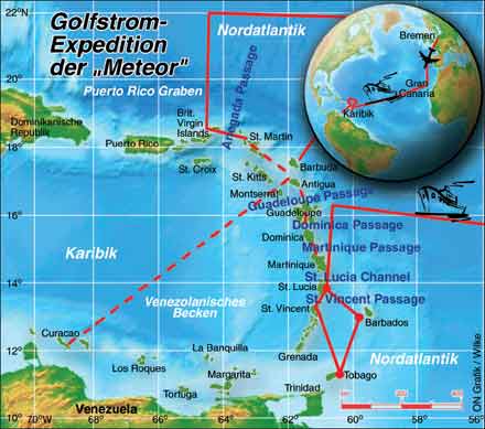 Expeditionsroute der „Meteor"