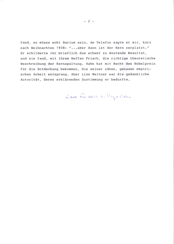Brief Weizsäcker, Seite 2, 21 k