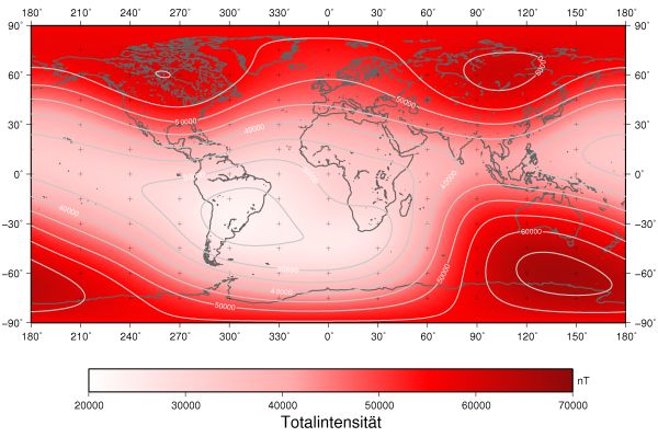 Grafik der Stärke des Erdmagnetfelds, 49 k