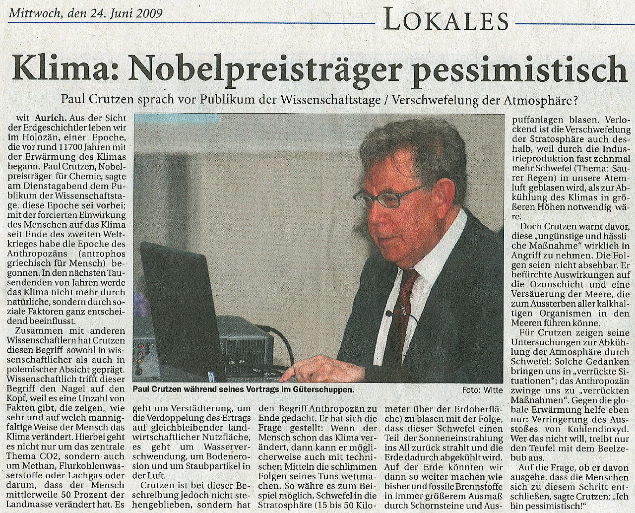 Artikel der Ostfriesische Nachrichten vom 24.06.2009, 584 k