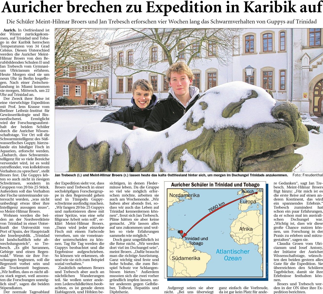 Artikel der Ostfriesischen Nachrichten vom 12.03.2013 zur Expedition in die Karibik (E-Paper-Version), 522 k