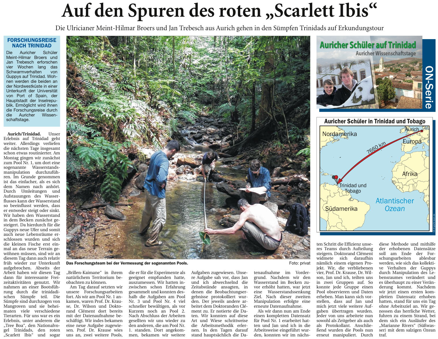 Artikel der Ostfriesischen Nachrichten vom 06.04.2013 zur Expedition in die Karibik (E-Paper-Version), 596 k