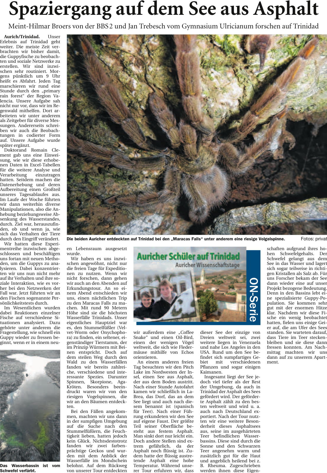 Artikel der Ostfriesischen Nachrichten vom 10.04.2013 zur Expedition in die Karibik (E-Paper-Version), 522 k