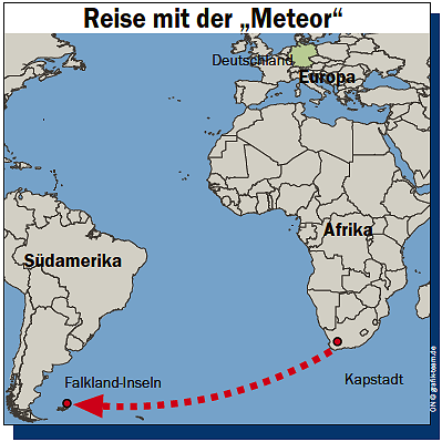 Grafik zur Reise mit der „Meteor“, 85 k