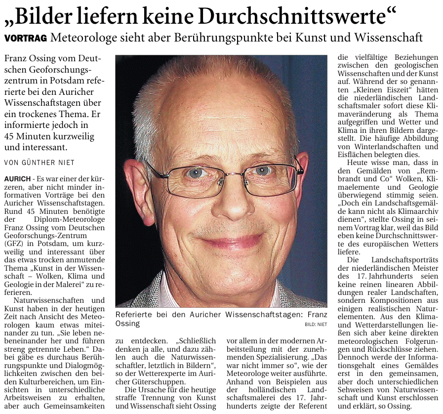 Bericht der Ostfriesen-Zeitung vom 23.02.2009 über den Vortrag von Franz Ossing, 296 k