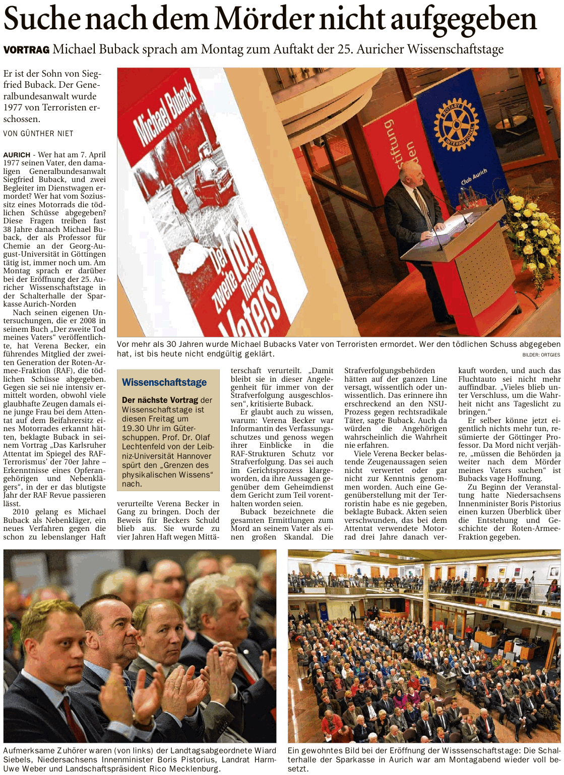 Artikel der Ostfriesen-Zeitung vom 11.02.2015 zur Eröffnungsveranstaltung der 25. Auricher Wissenschaftstage (E-Paper-Version), 713 k