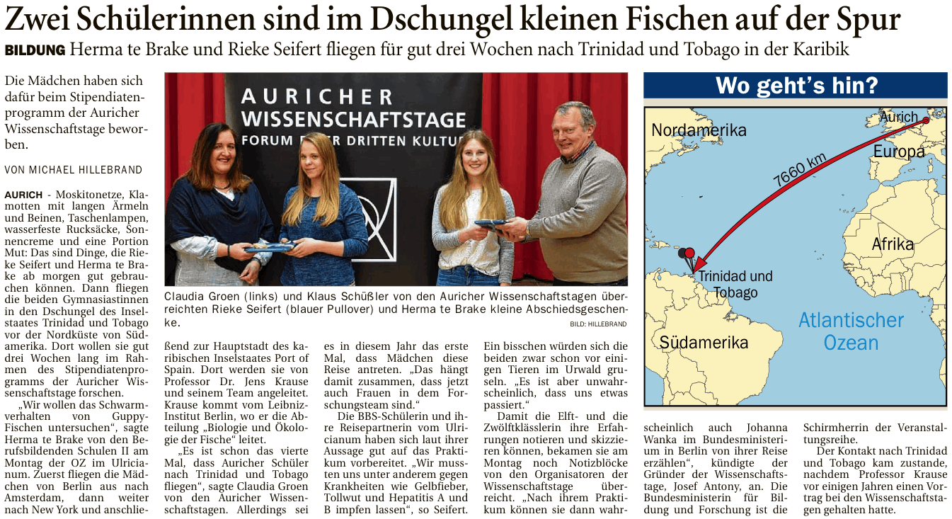 Artikel der Ostfriesen-Zeitung vom 09.03.2016 zur Regenwald-Expedition 2016 (E-Paper-Version), 284 k